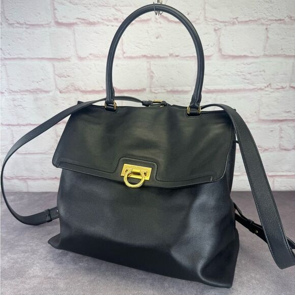 Salvatore Ferragamo Trifolio Black Leather Backpack - Picture 2 of 15